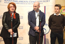 Miluše Horská, Ondřej Šteffl, Tomáš Zahradník na tiskové konferenci v Senátu. Foto: archiv Senátu.